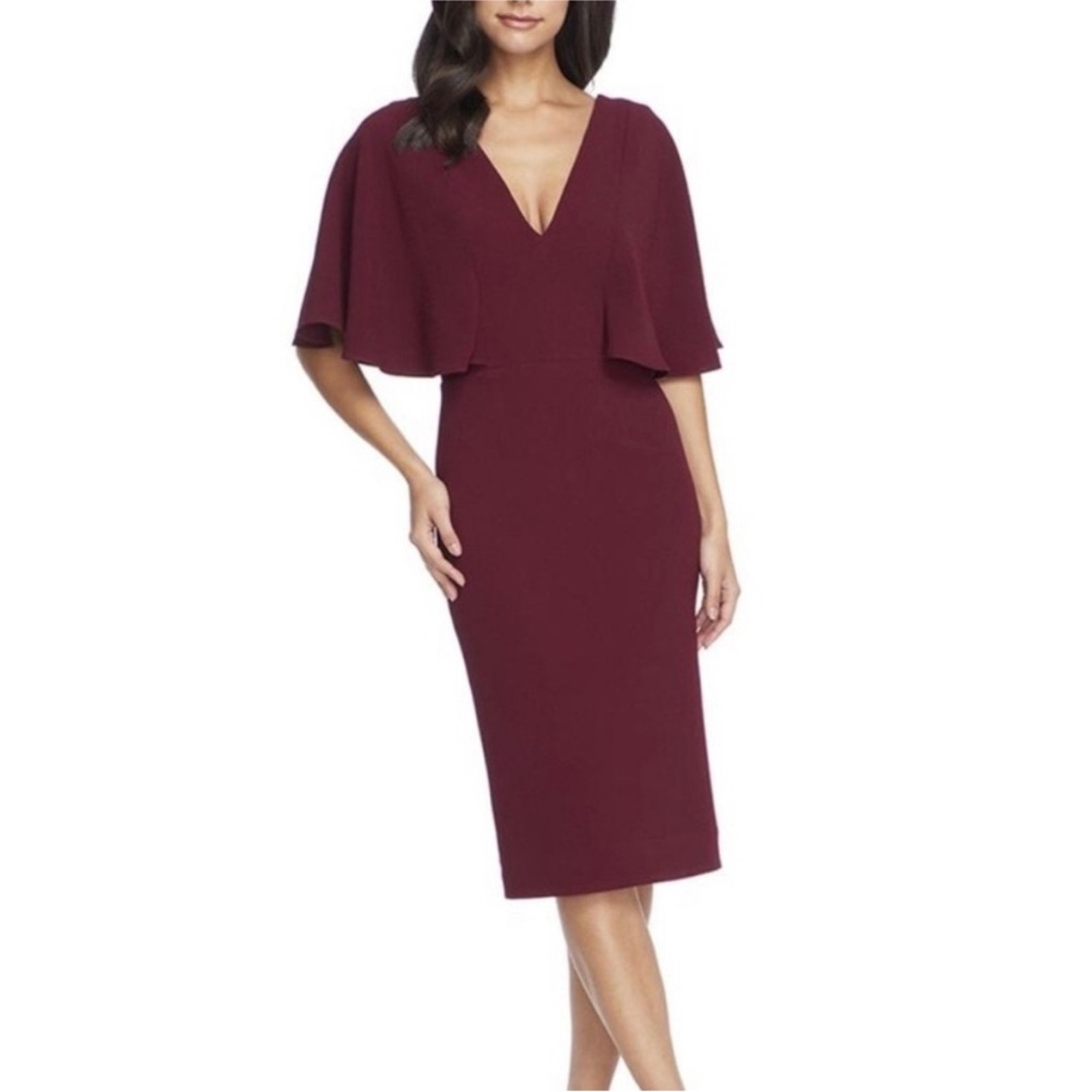 Dress The Population Louisa Flutter Sleeve Midi Dress